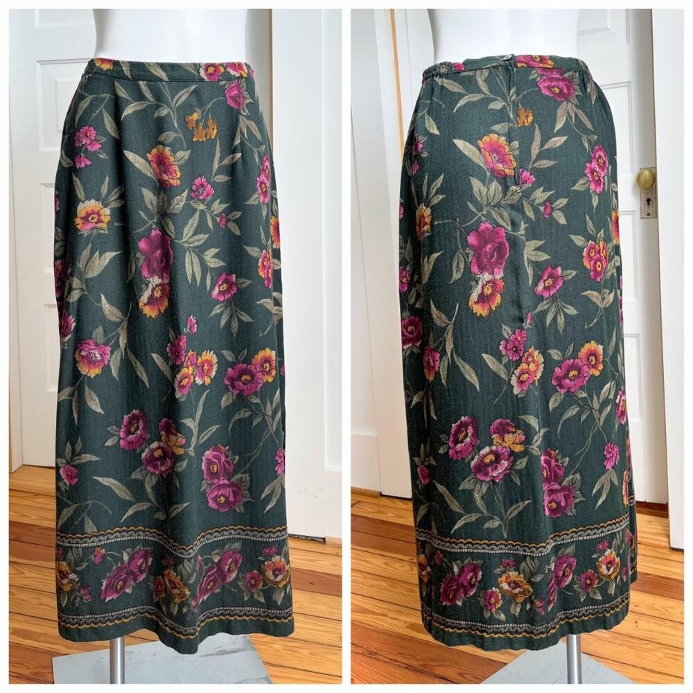 90s Green Floral Skirt